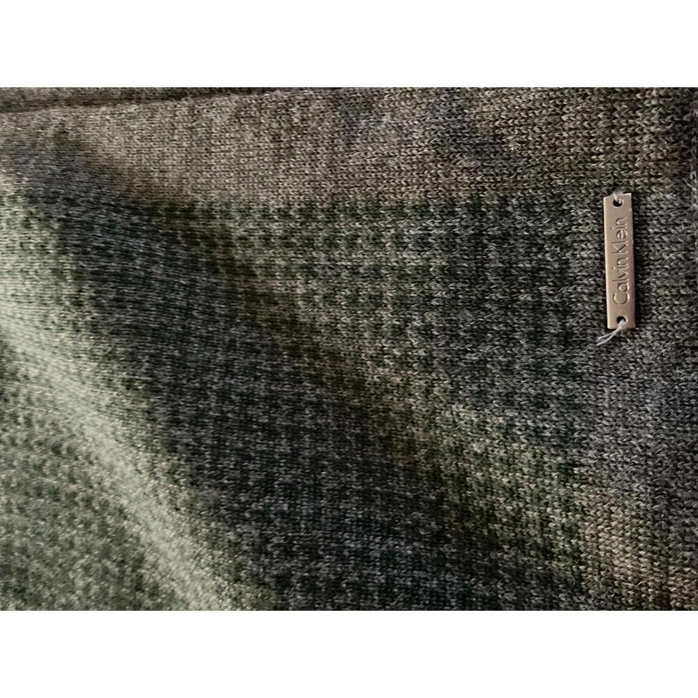 Calvin Klein Gray Green Patterned Wool Blend Scarf - image 2